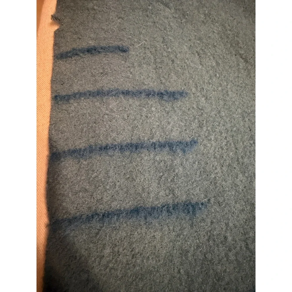 Hudsons Bay Company 3.5 Point Wool Blanket Teal Blue Navy Stripe England 59x78